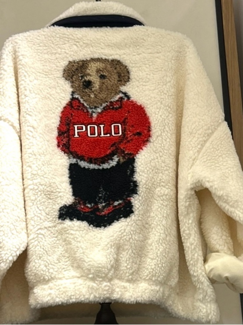 Polo Ralph Lauren high Pile fleece Cream sherpa with Red Polo Bear